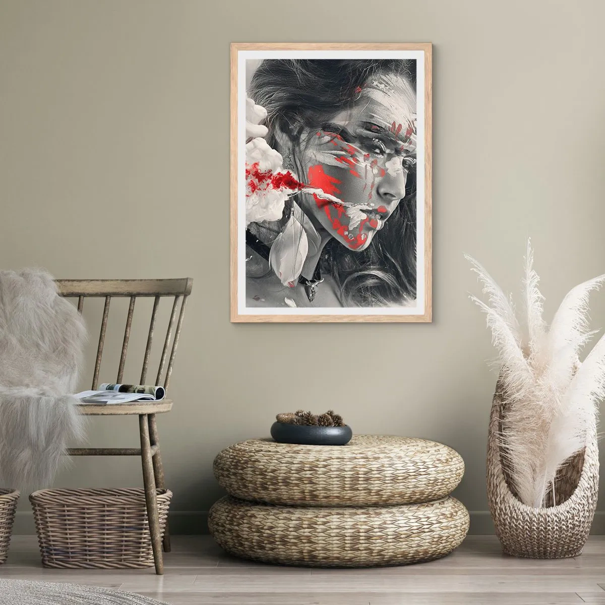 Plakat i ramme af lyst egetræ - I det absurdes damp - 70x100 cm