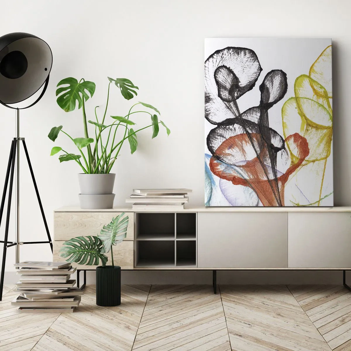 Lærredstryk - Billede på lærred - Blomster med sjæl - 50x70 cm