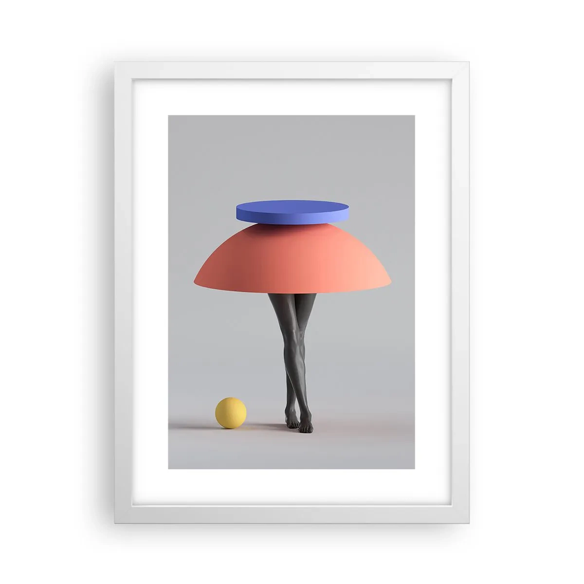 Plakat i hvid ramme - Surrealistisk komposition - 30x40 cm