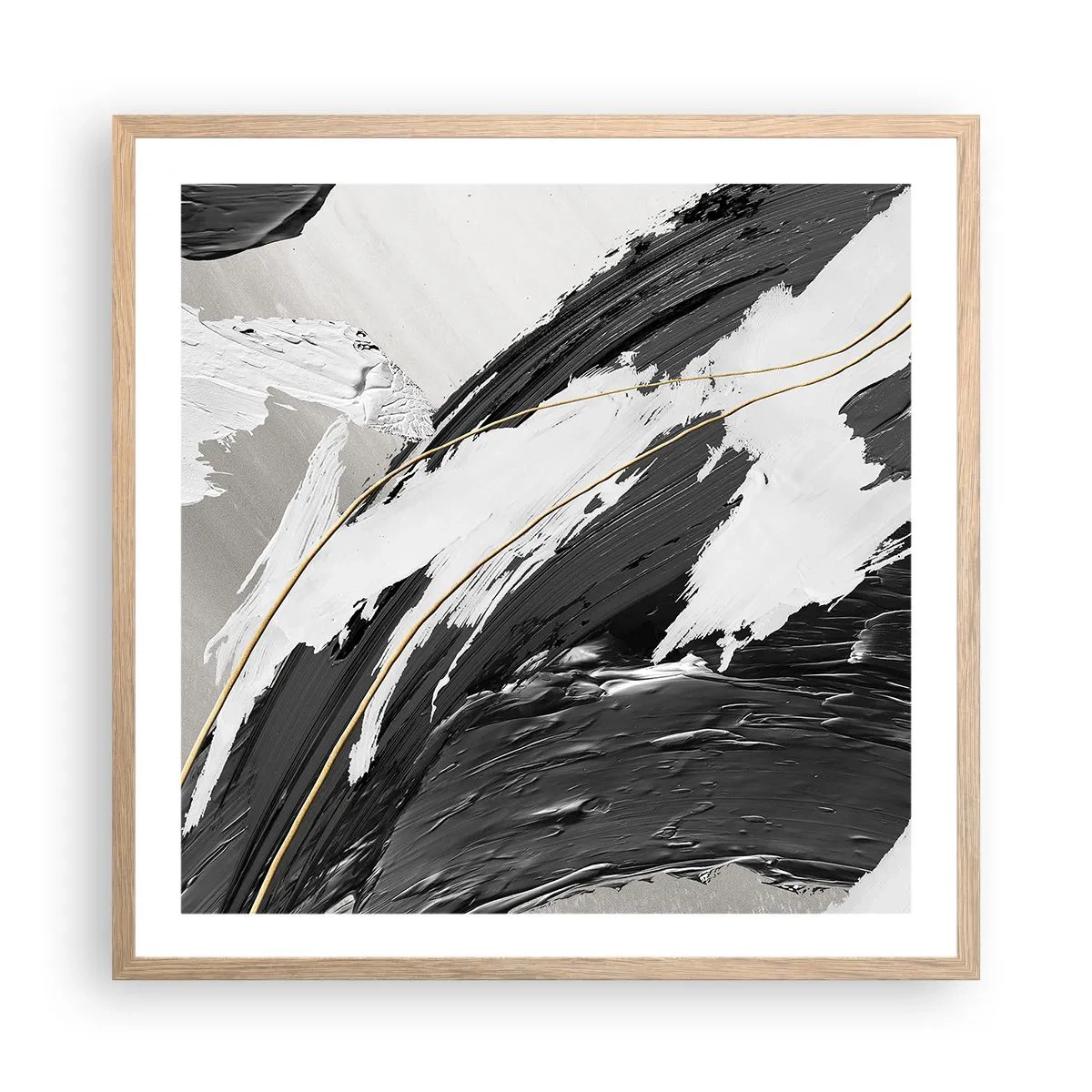Plakat i ramme af lyst egetræ - Abstraktion med flair - 60x60 cm