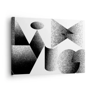 Lærredstryk - Billede på lærred - Geometri bestående af vinkler og ovale former - 70x50cm - Vinkler og ovaler - Moderne vægdekoration til stue og soveværelse ARTTOR