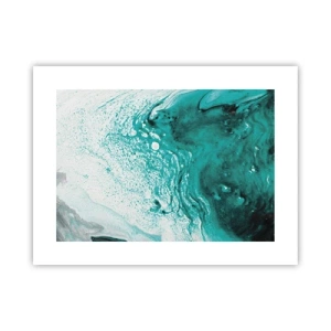 Plakat - Opløses i hvidt og turkis - 40x30 cm
