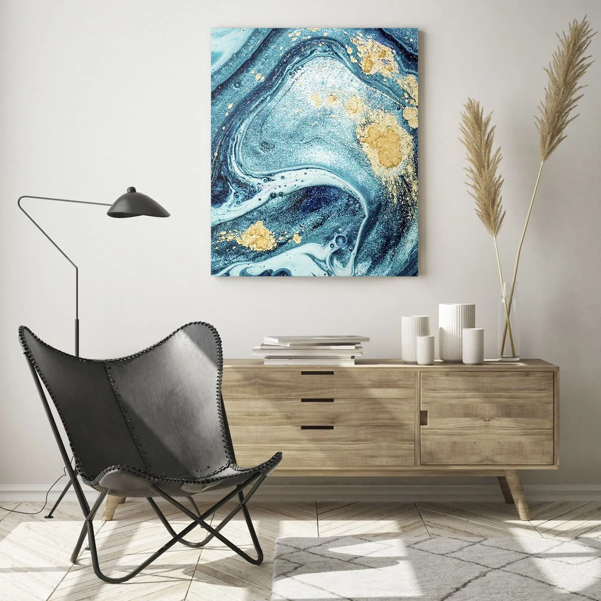 Billede på glas - Blå boblebad - 50x70 cm