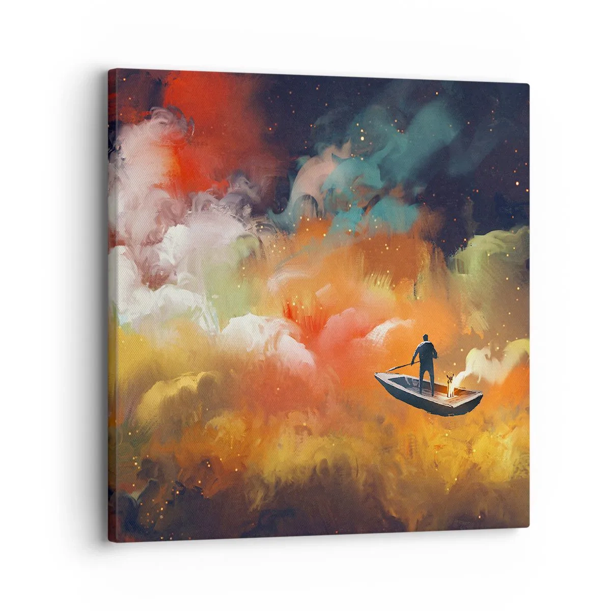 Lærredstryk - Billede på lærred - Med båd gennem galaksen - 30x30 cm