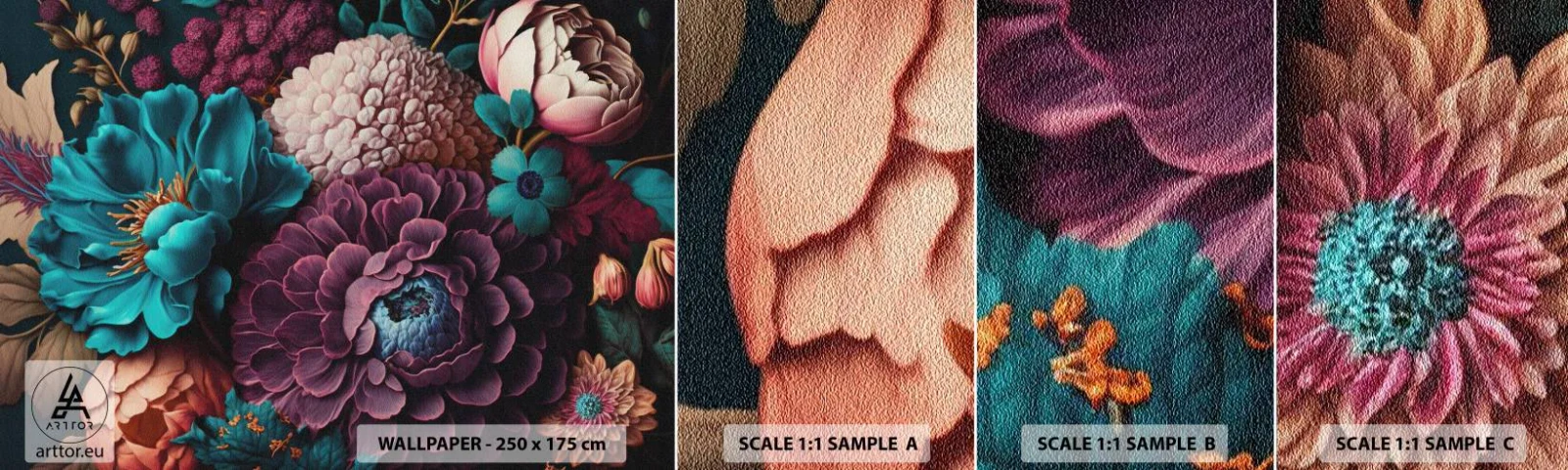 Prøve Fototapet Selvklæbende Deluxe Sticker - Natur i overflod - Blomster, Botanik, Årgang - 100x30 cm