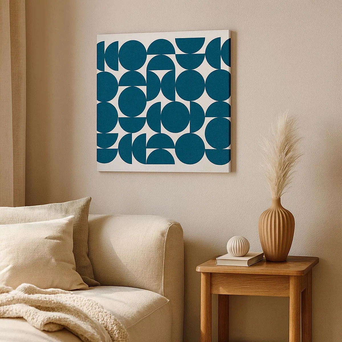 Lærredstryk - Billede på lærred - Cirkler og halvcirkler - 30x30 cm