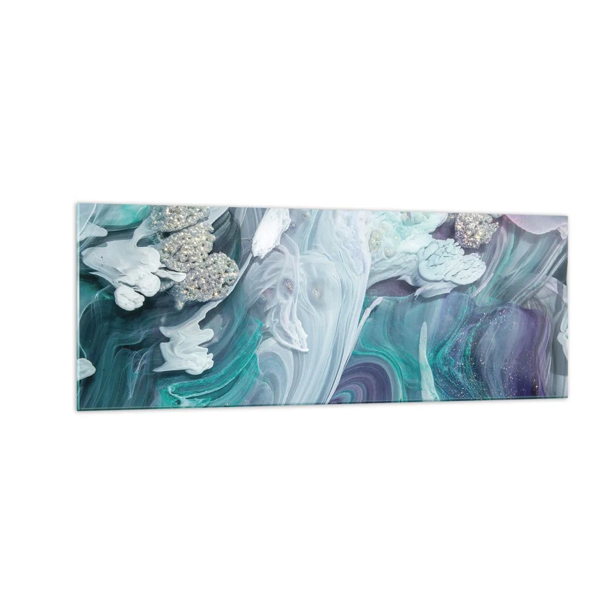 Billede på glas - Strømme af blå - 140x50 cm