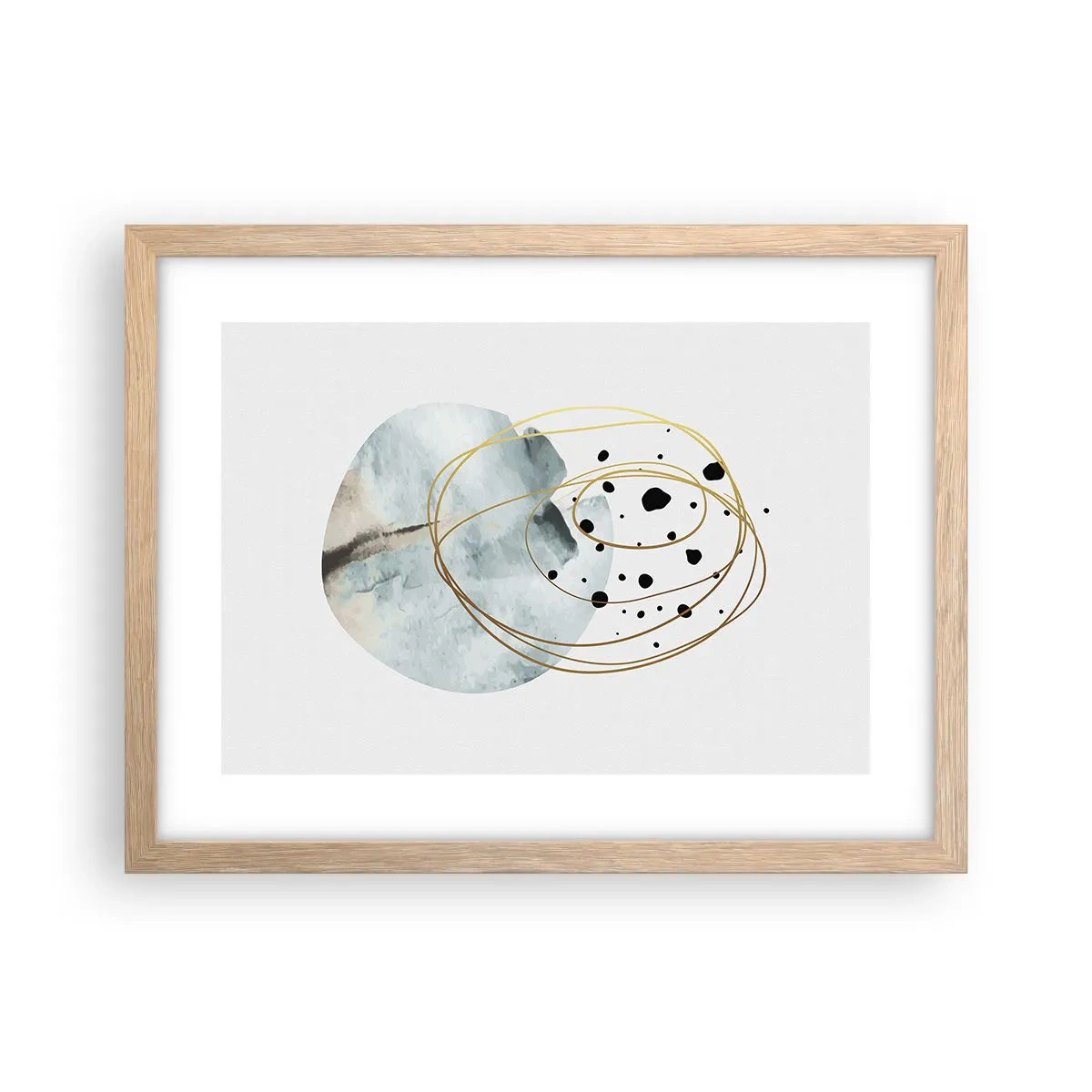 Plakat i ramme af lyst egetræ - I rummets favntag - 40x30 cm