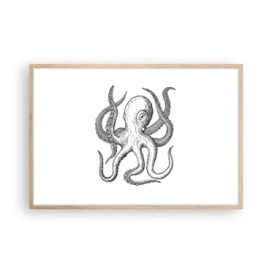 Plakat i ramme af lyst egetræ - Dans med bølger - 91x61 cm
