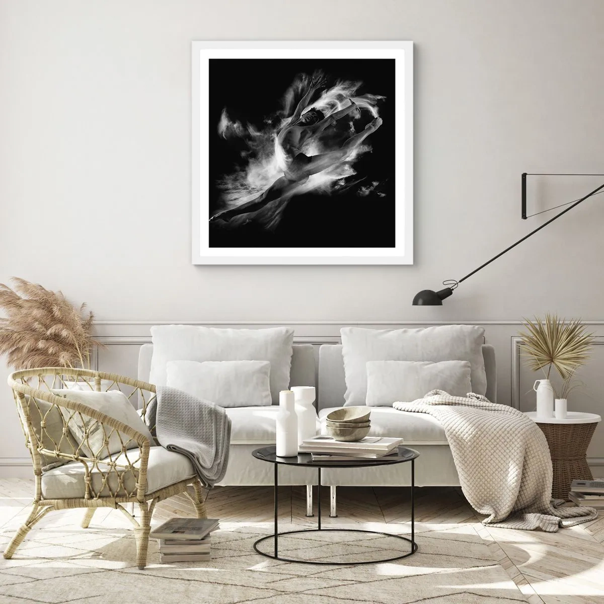 Plakat i hvid ramme - Stoppet under flyvning - 30x30 cm