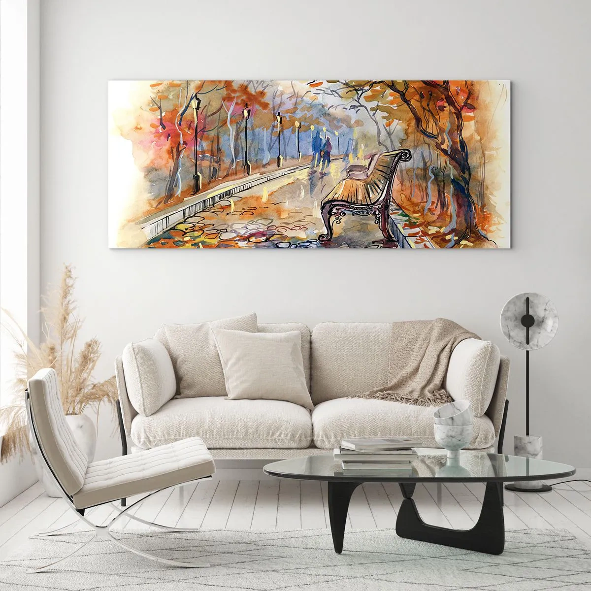 Billede på glas - Gå sammen ind i efteråret - 90x30 cm