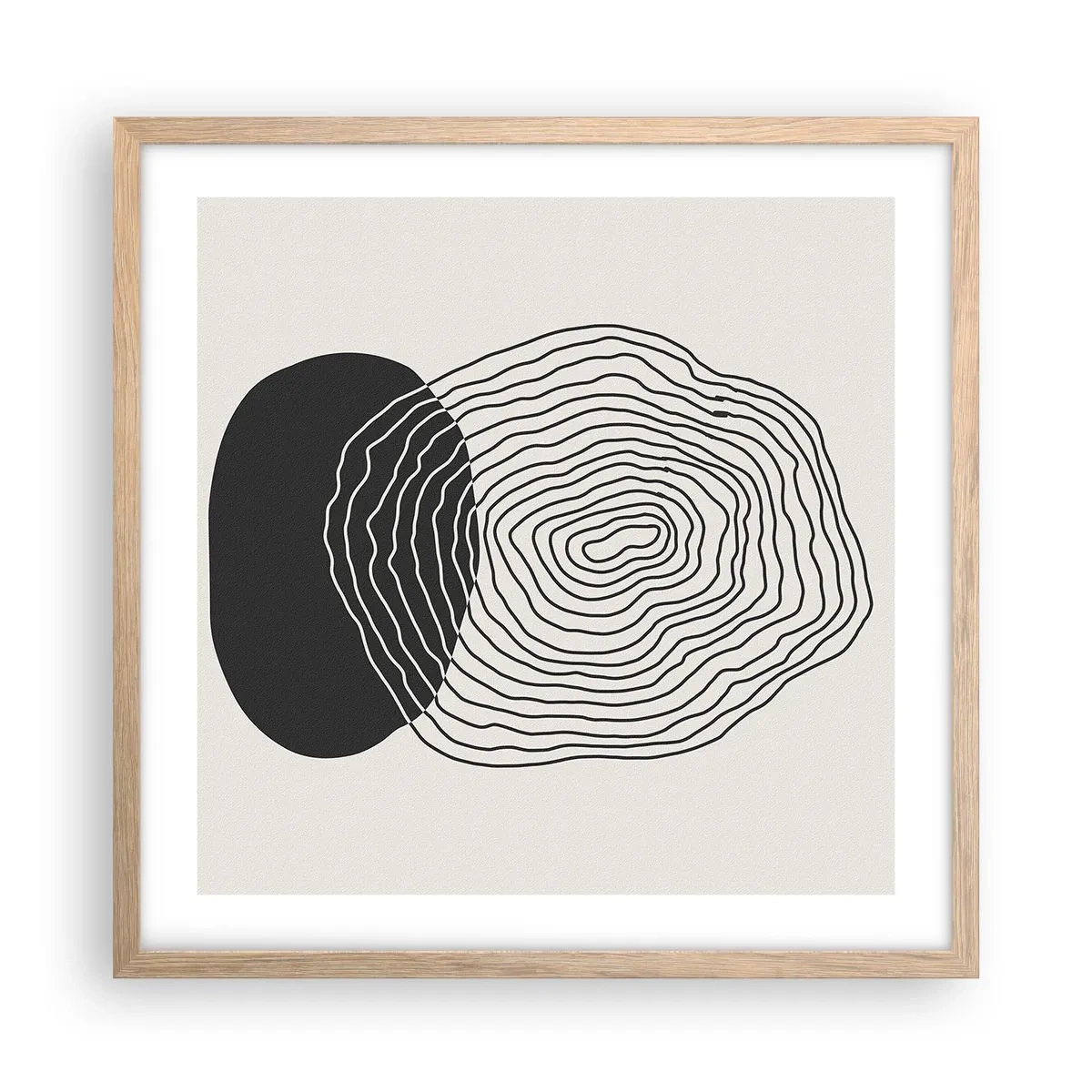 Plakat i ramme af lyst egetræ - Varighed og vibration - 50x50 cm