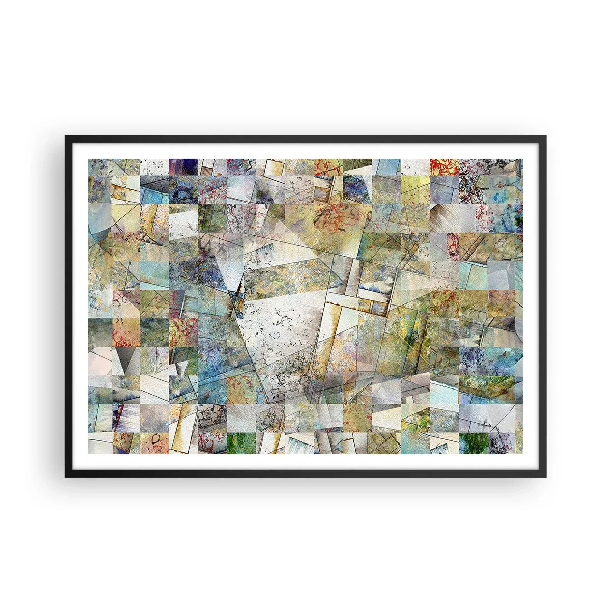 Plakat i sort ramme - Geometrisk ommøblering - 100x70 cm