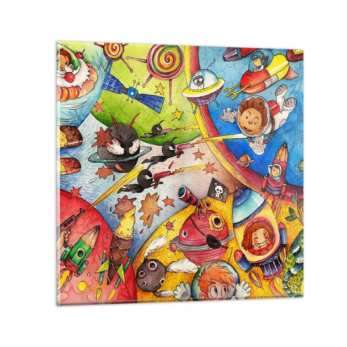 Billede på glas - Et storslået rumeventyr - 70x70 cm