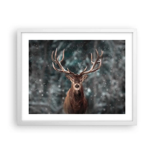 Plakat i hvid ramme - Skovens konge kronet - 50x40 cm