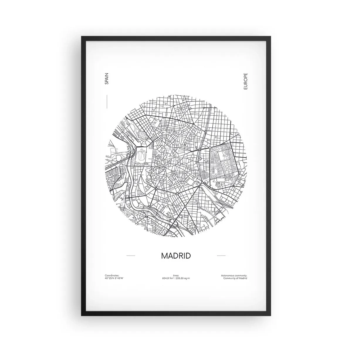Plakat i sort ramme - Madrids anatomi - 61x91 cm