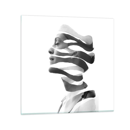 Billede på glas - Et surrealistisk portræt - 30x30 cm