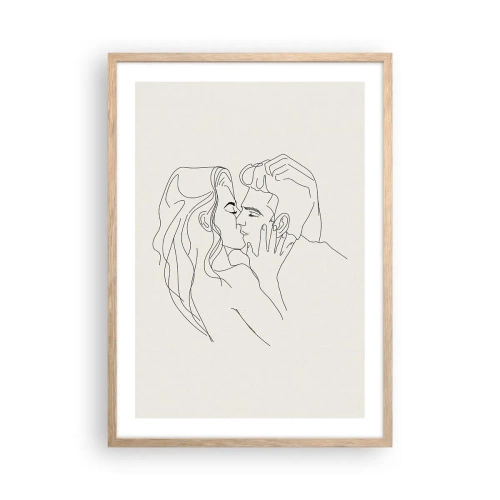 Plakat i ramme af lyst egetræ - Forviklet i følelser - 50x70 cm
