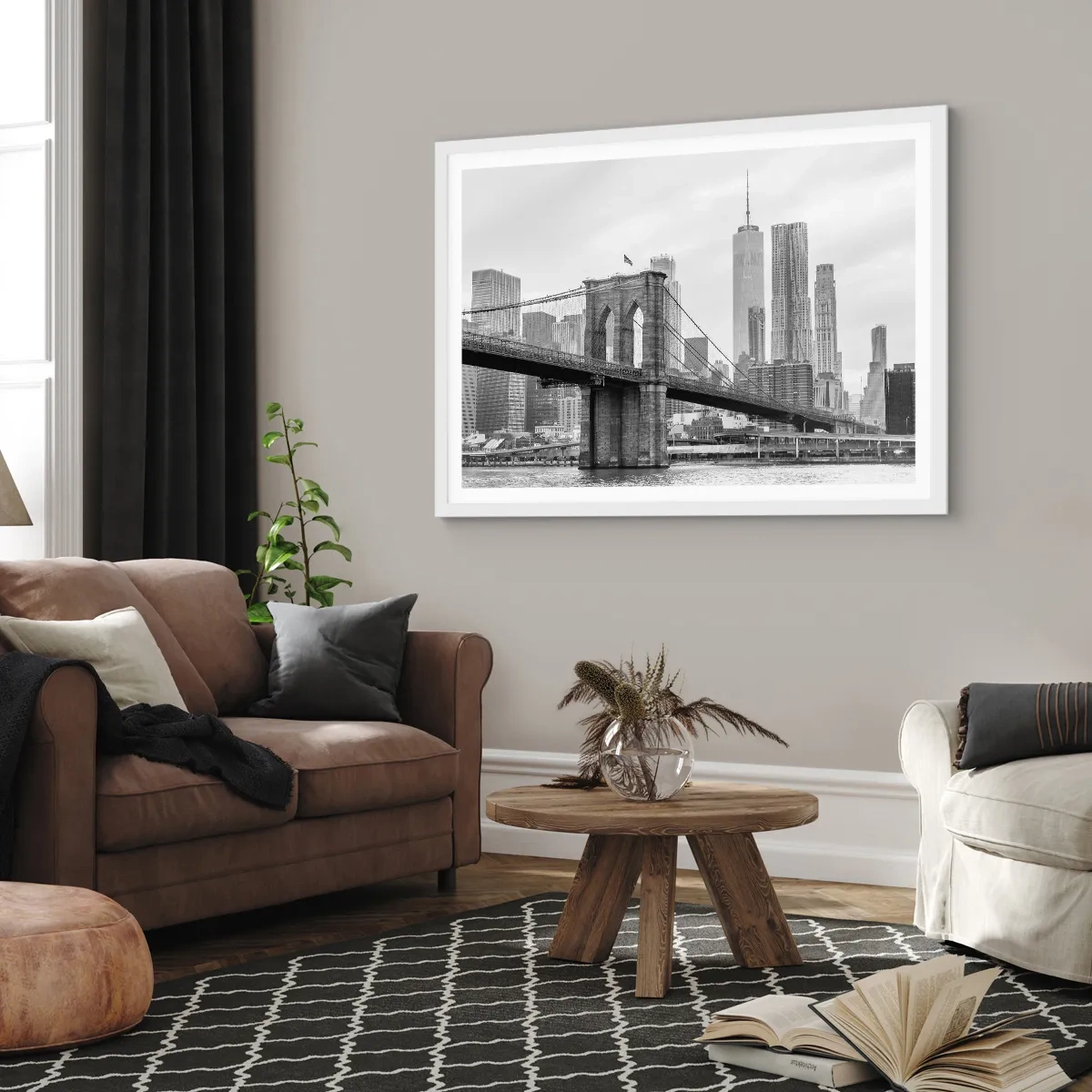 Plakat i hvid ramme - New York stemning - 91x61 cm