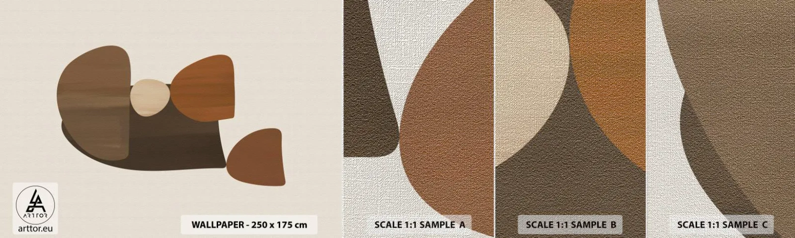 Prøve Fototapet Premium Canvas - Sammensætning i bronze - Abstraktion, Stykke, Moderne kunst - 100x30 cm