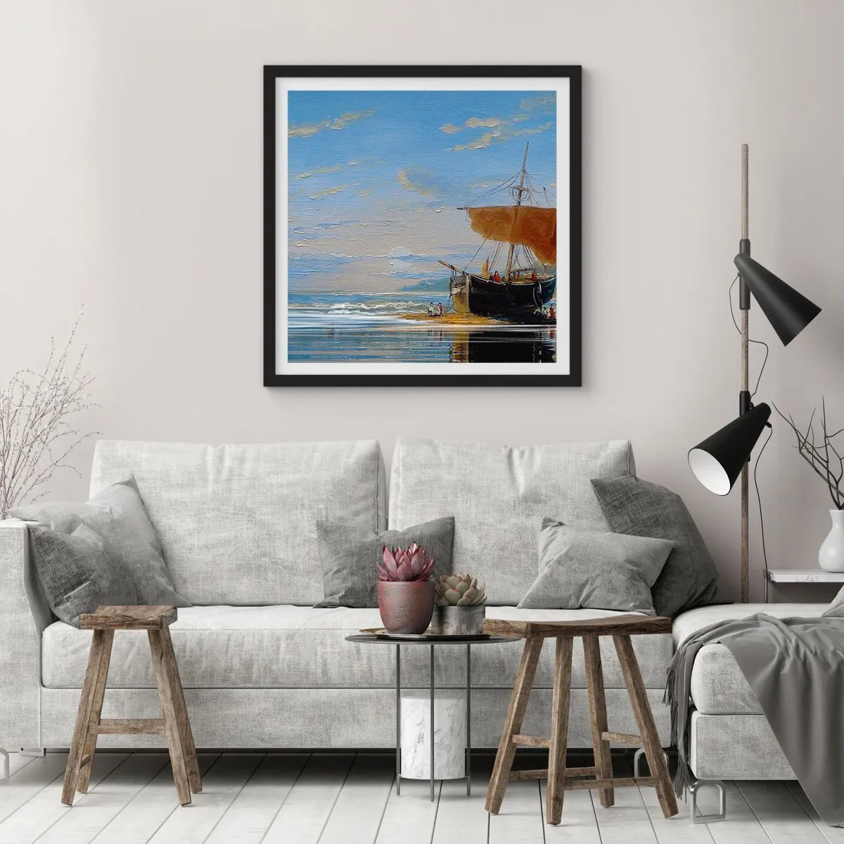 Plakat i sort ramme - Vand, jord, luft - 60x60 cm