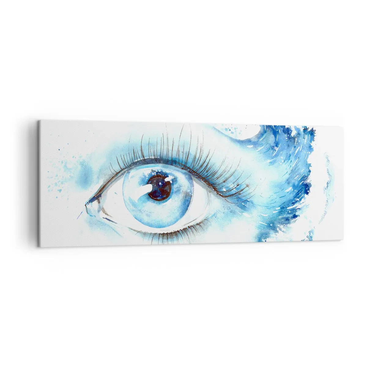 Lærredstryk - Billede på lærred - Fordyb dig i det blå i dit blik - 140x50 cm