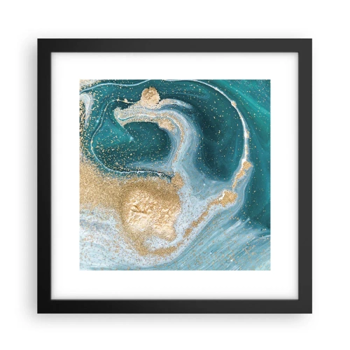 Plakat i sort ramme - En hvirvel af guld og turkis - 30x30 cm