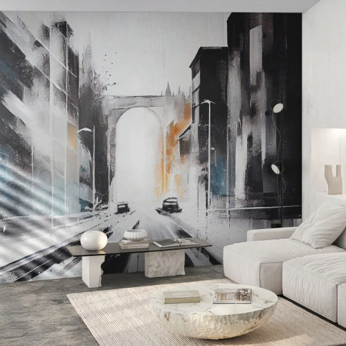 Fototapet på mål Premium Canvas - Bystudie: arkitektur og bevægelse - Arkitektur, Landskab, Gade