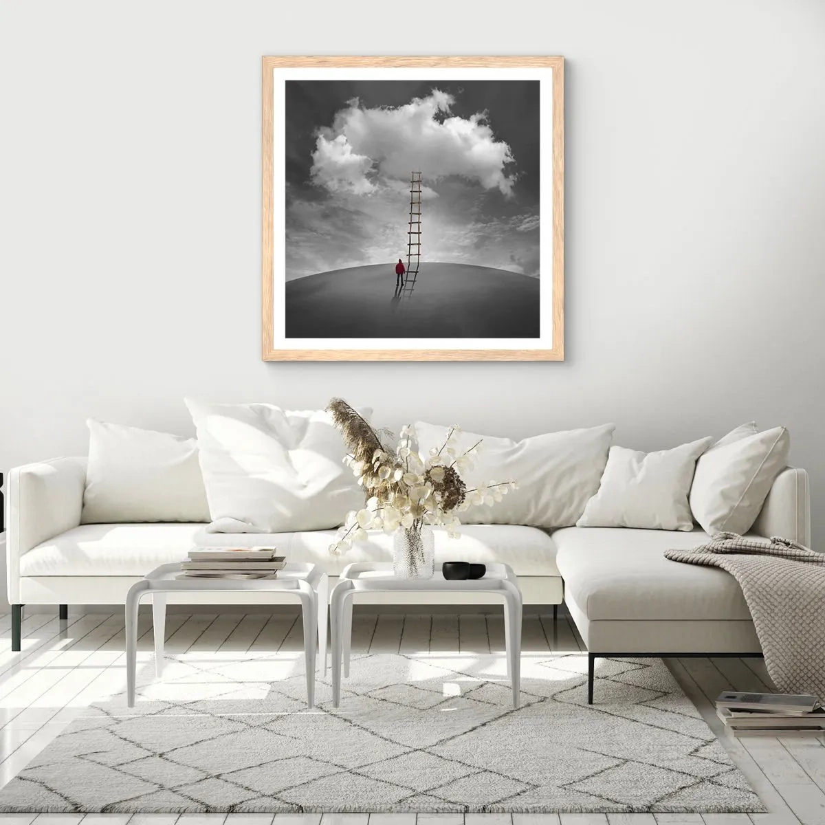 Plakat i ramme af lyst egetræ - Alt er muligt - 40x40 cm