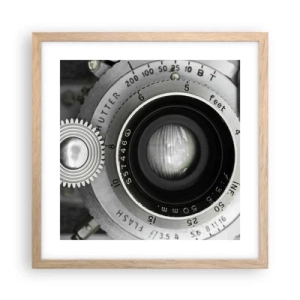 Plakat i ramme af lyst egetræ - Historien om Hollywood - 40x40 cm