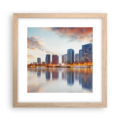 Plakat i ramme af lyst egetræ - Den monumentale ro i Paris - 30x30 cm