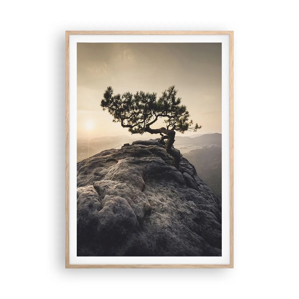 Plakat i ramme af lyst egetræ - Livet vinder altid - 70x100 cm