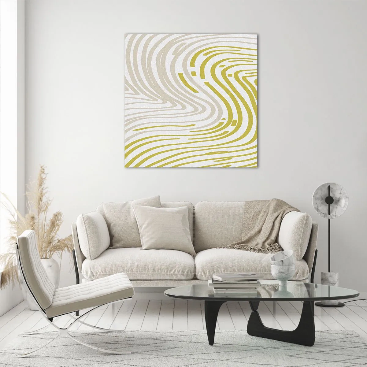 Billede på glas - Komposition med et blidt sving - 40x40 cm