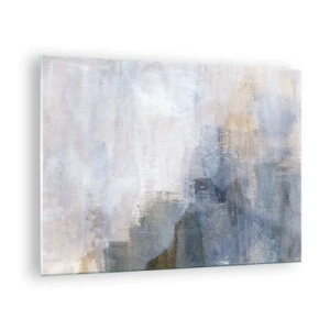 Billede på glas - En abstrakt komposition i kølige blå og beige toner. - 70x50cm - Farvetoner og akkorder - Moderne vægdekoration til stue og soveværelse ARTTOR