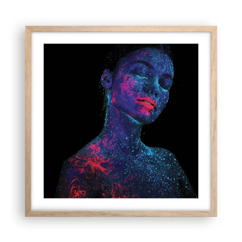 Plakat i ramme af lyst egetræ - I stjernestøv - 50x50 cm