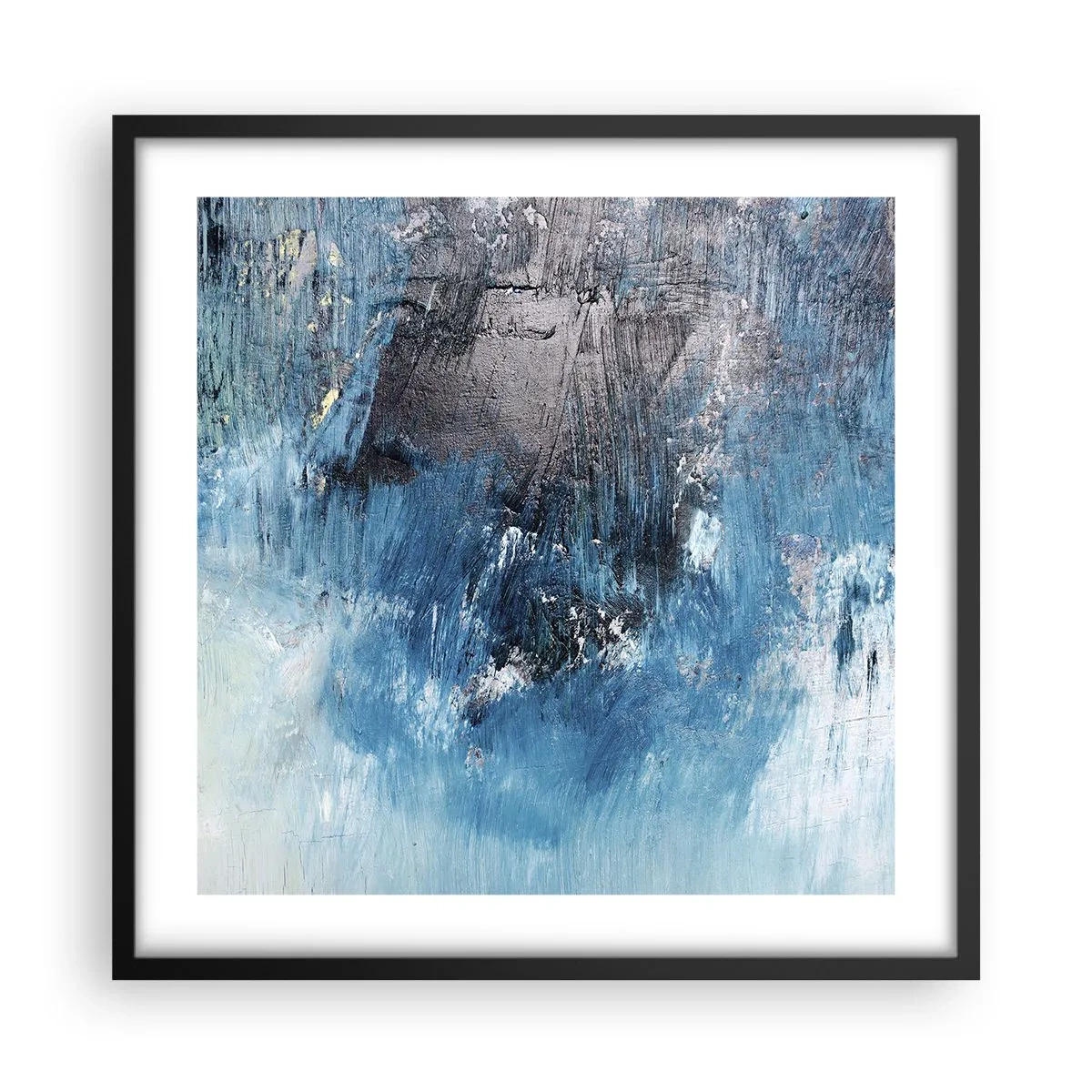 Plakat i sort ramme - Blå rapsodi - 50x50 cm