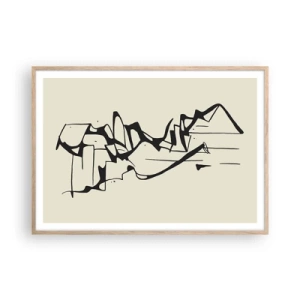 Plakat i ramme af lyst egetræ - Måske et landskab - 100x70 cm