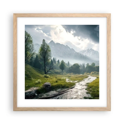 Plakat i ramme af lyst egetræ - Der og tilbage - 40x40 cm