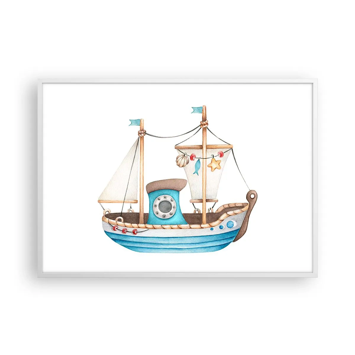 Plakat i hvid ramme - Ohøj, eventyr! - 100x70 cm