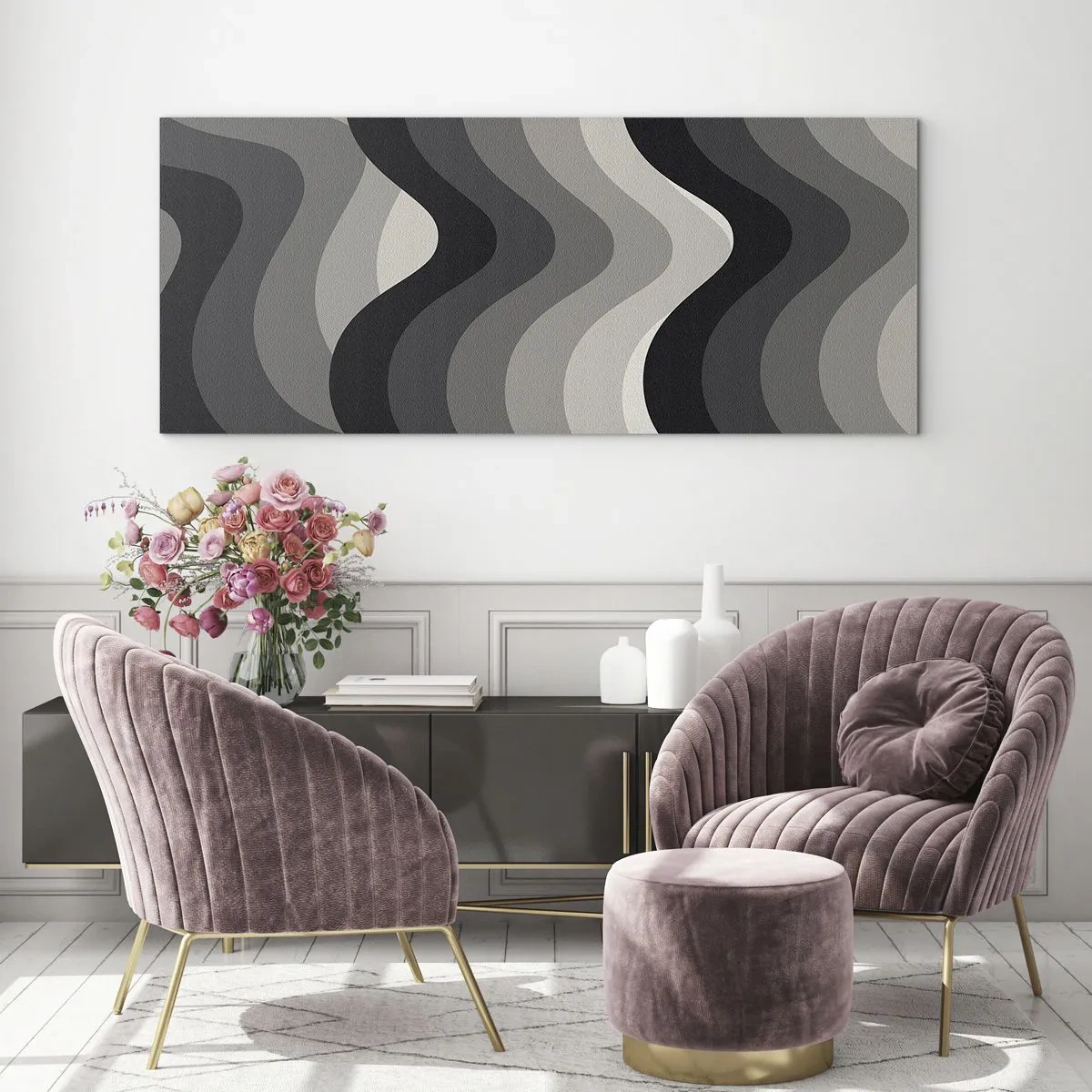 Billede på glas - Bølge efter bølge - 100x40 cm