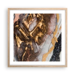 Plakat i ramme af lyst egetræ - Jord element - 50x50 cm