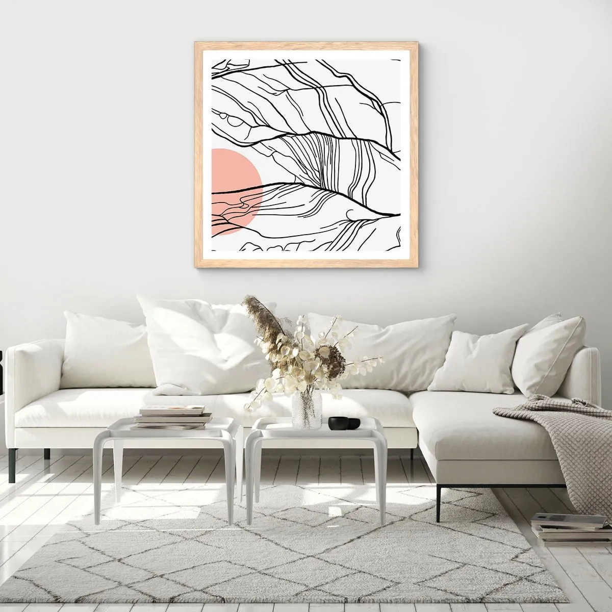 Plakat i ramme af lyst egetræ - I et netværk af kviste - 60x60 cm