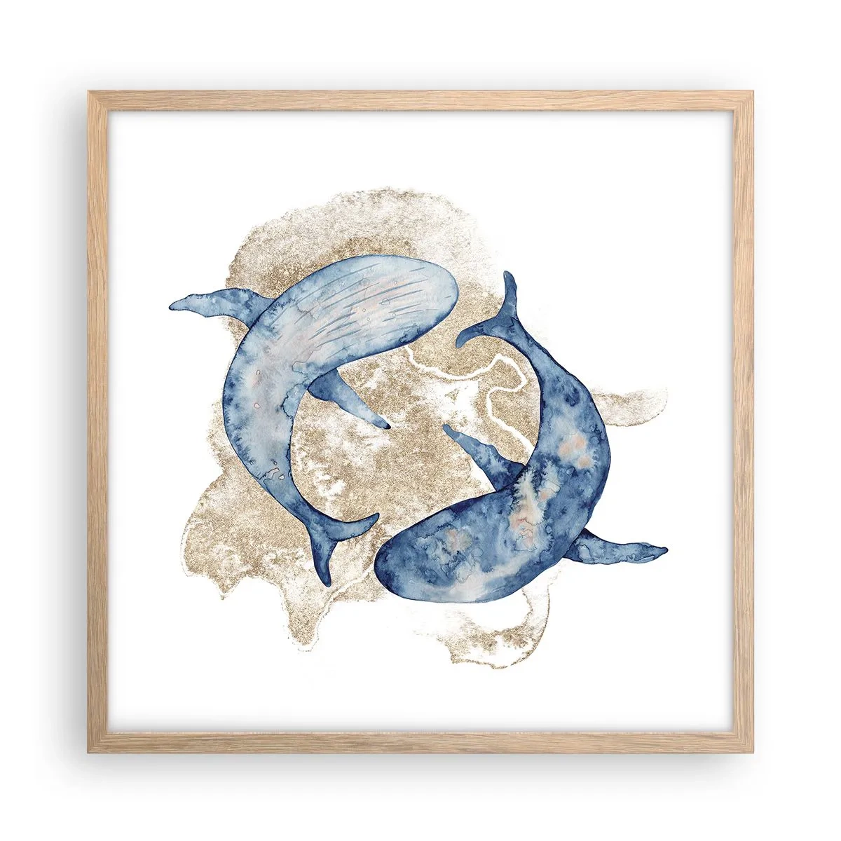 Plakat i ramme af lyst egetræ - Venskab eller kærlighed? - 50x50 cm