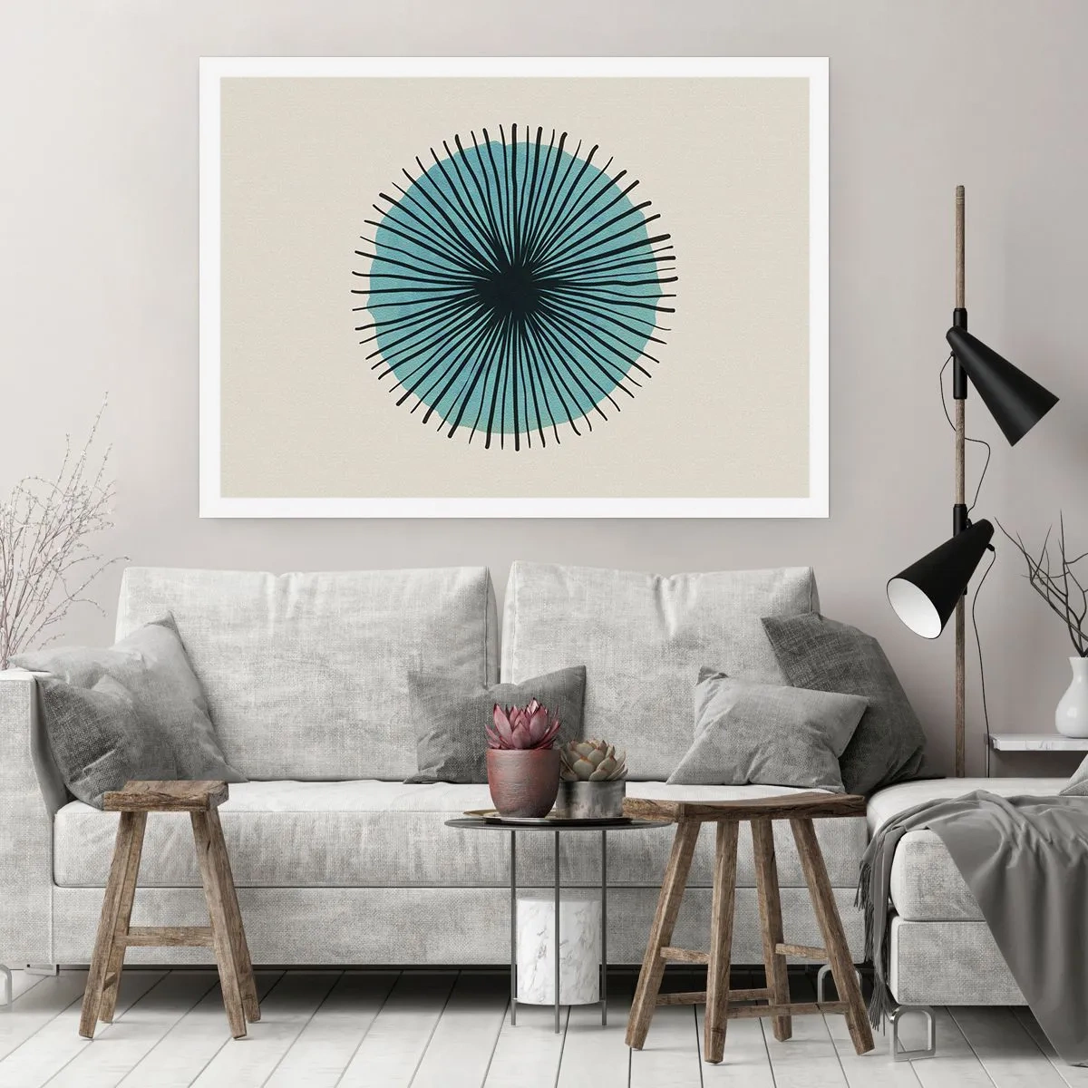 Plakat - Strålende på blå - 70x50 cm