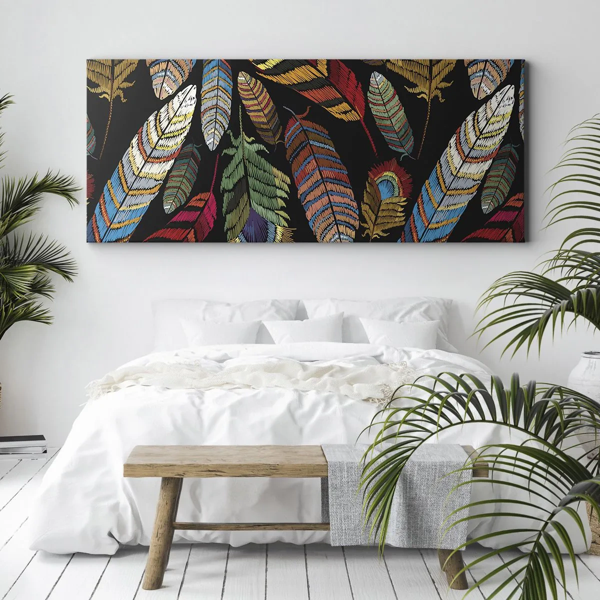 Lærredstryk - Billede på lærred - Fuglekarneval - 160x50 cm