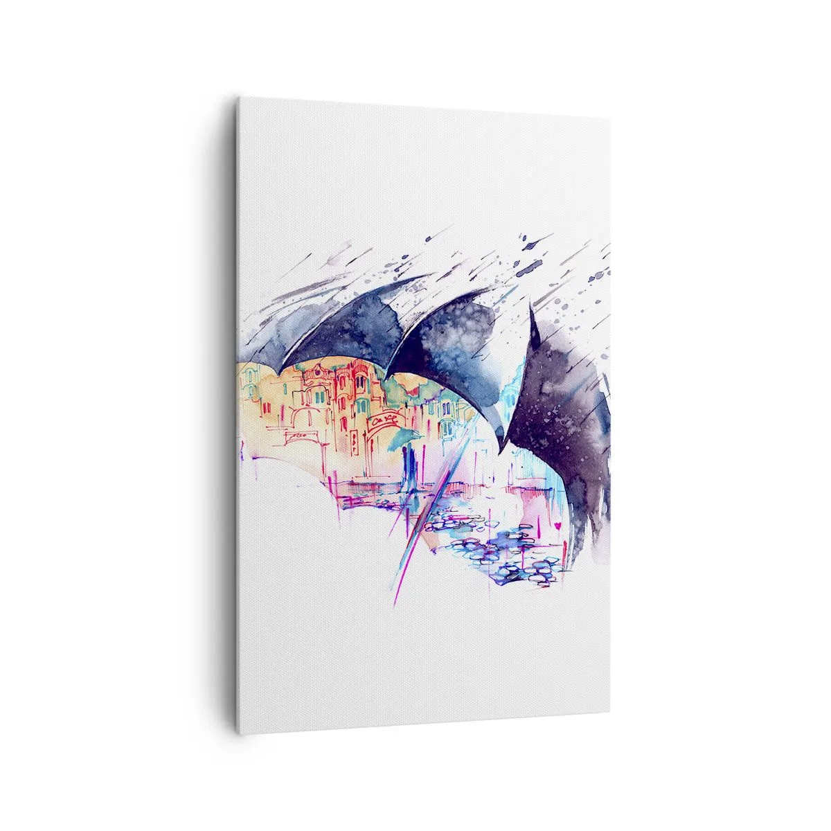 Lærredstryk - Billede på lærred - Gåtur i regnvejr - 80x120 cm