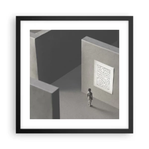 Plakat i sort ramme - Men hvor er jeg? - 40x40 cm