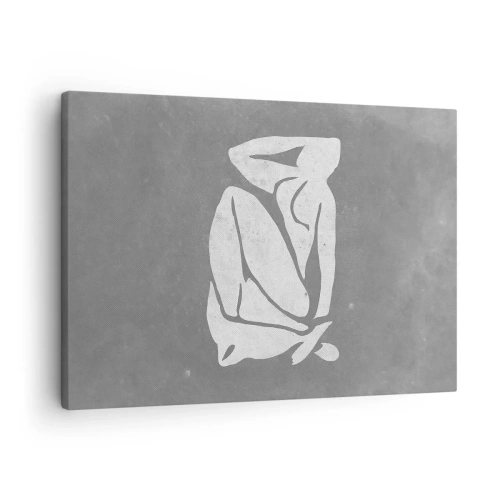 Lærredstryk - Billede på lærred - En minimalistisk silhuettegning på en grå baggrund - 70x50cm - I drømmerier - Moderne vægdekoration til stue og soveværelse ARTTOR