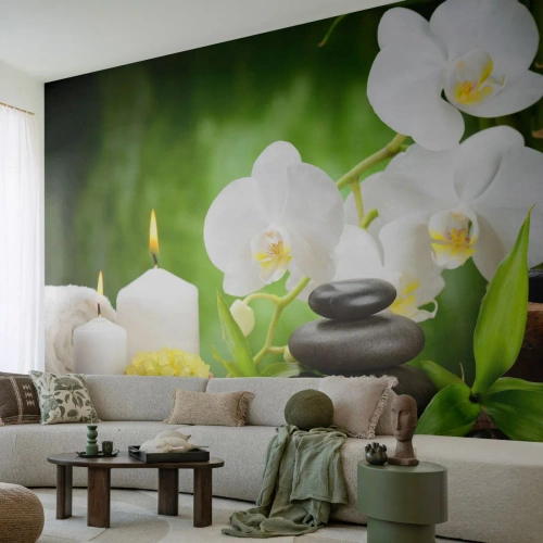 Fototapet Premium Canvas - Duftende, blomstret, delikat touch - Blomster, Orkidé, Orkidé - 450x315 cm