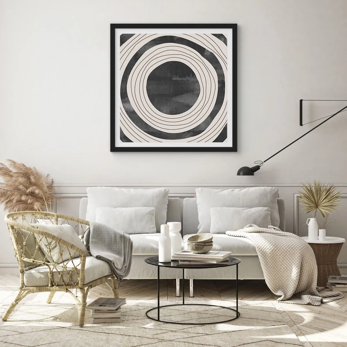 Plakat i sort ramme - Lige til det punkt - 60x60 cm